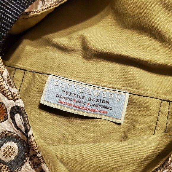 Buttonwood Designs Crossbody Messenger Bag Purse Polkadot Green Brown Tapestry - Picture 7 of 11